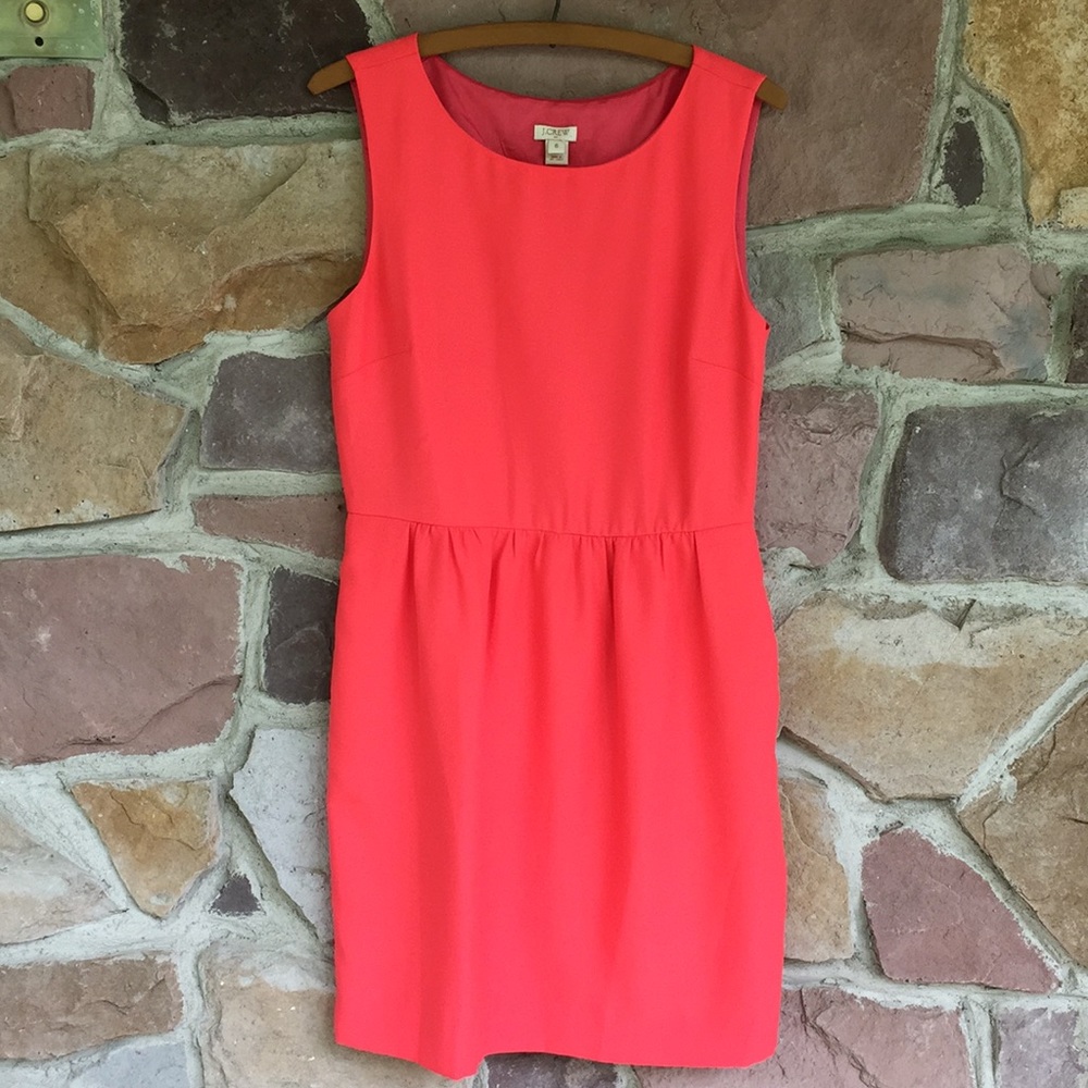 J. Crew Factory Coral Ruched Mid Length Dress